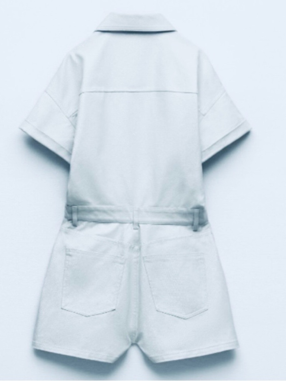 NWOT ZARA Metallic Denim Dusty Blue / Gray Shimmer Romper |Size XS - Picture 7 of 11